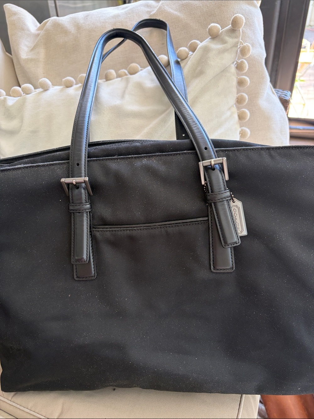 Coach Men's Black Messenger Bag with Logo Lining